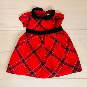 holiday red plaid dress velvet trim gymboree